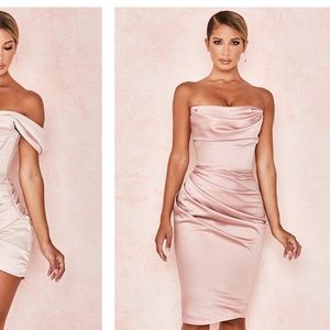 House of CB Satin Rusched Emelia midi dress